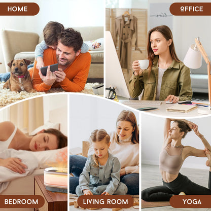 Sejoy Flame Aroma Diffuser - Essential Oil Humidifier with LED Light for Home