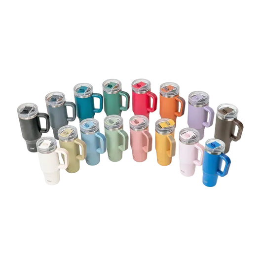 TYESO Vacuum Insulated Travel Mug with Handle & Straw - 900ml & 1200ml