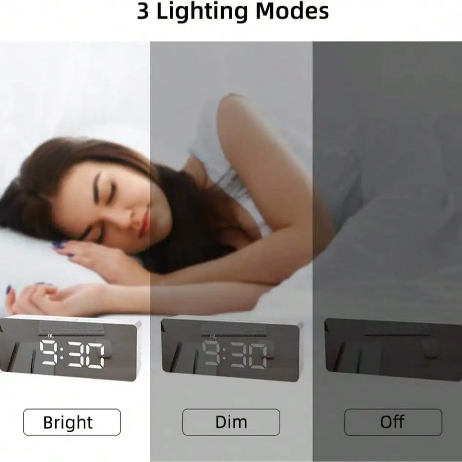Digital Alarm Clock with Adjustable Brightness, Date & Temperature