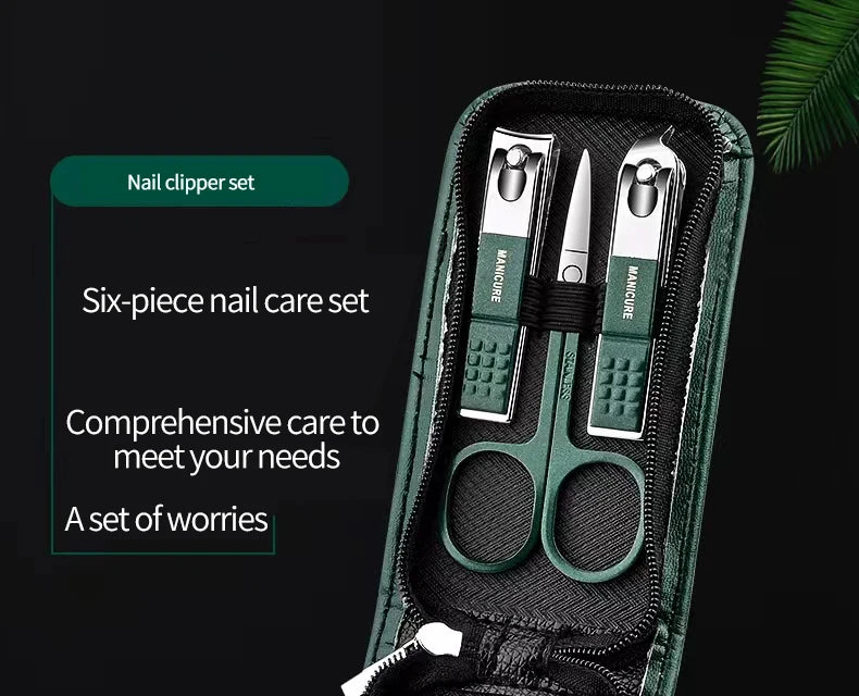 Stainless Steel Nail Clipper Set - 6-Piece Manicure & Pedicure Kit