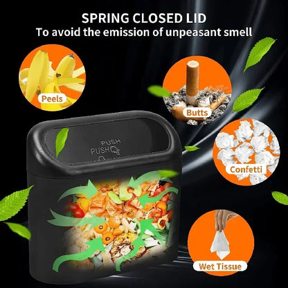 Mini Car Trash Can with Press-Open Lid