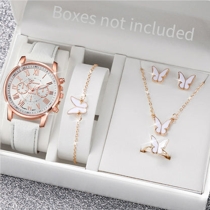 Women's Quartz Watch & Heart Jewelry Set