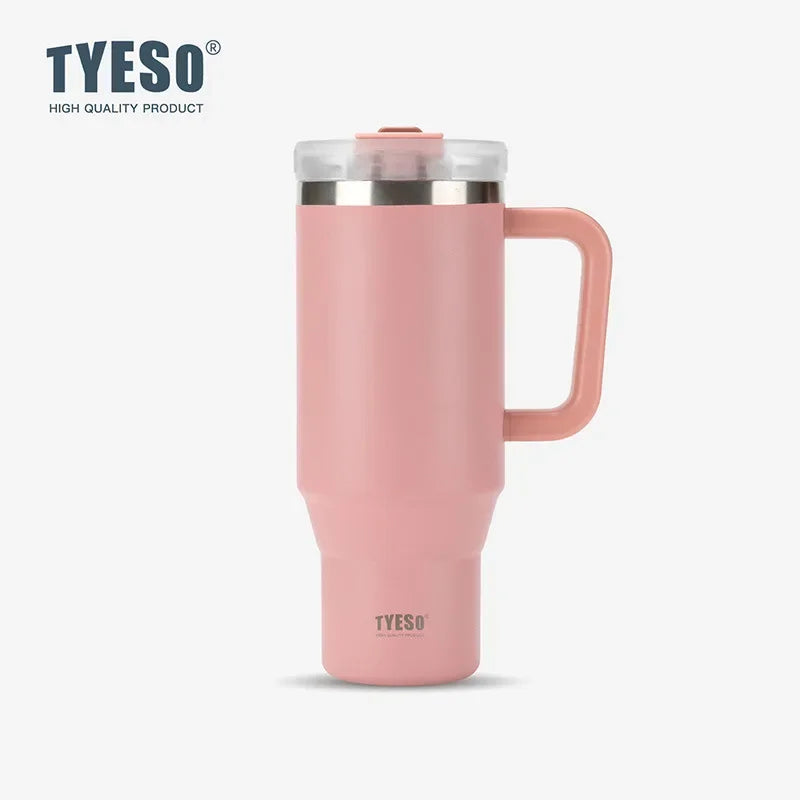 TYESO Vacuum Insulated Travel Mug with Handle & Straw - 900ml & 1200ml