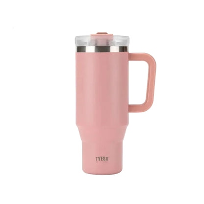 TYESO Vacuum Insulated Travel Mug with Handle & Straw - 900ml & 1200ml