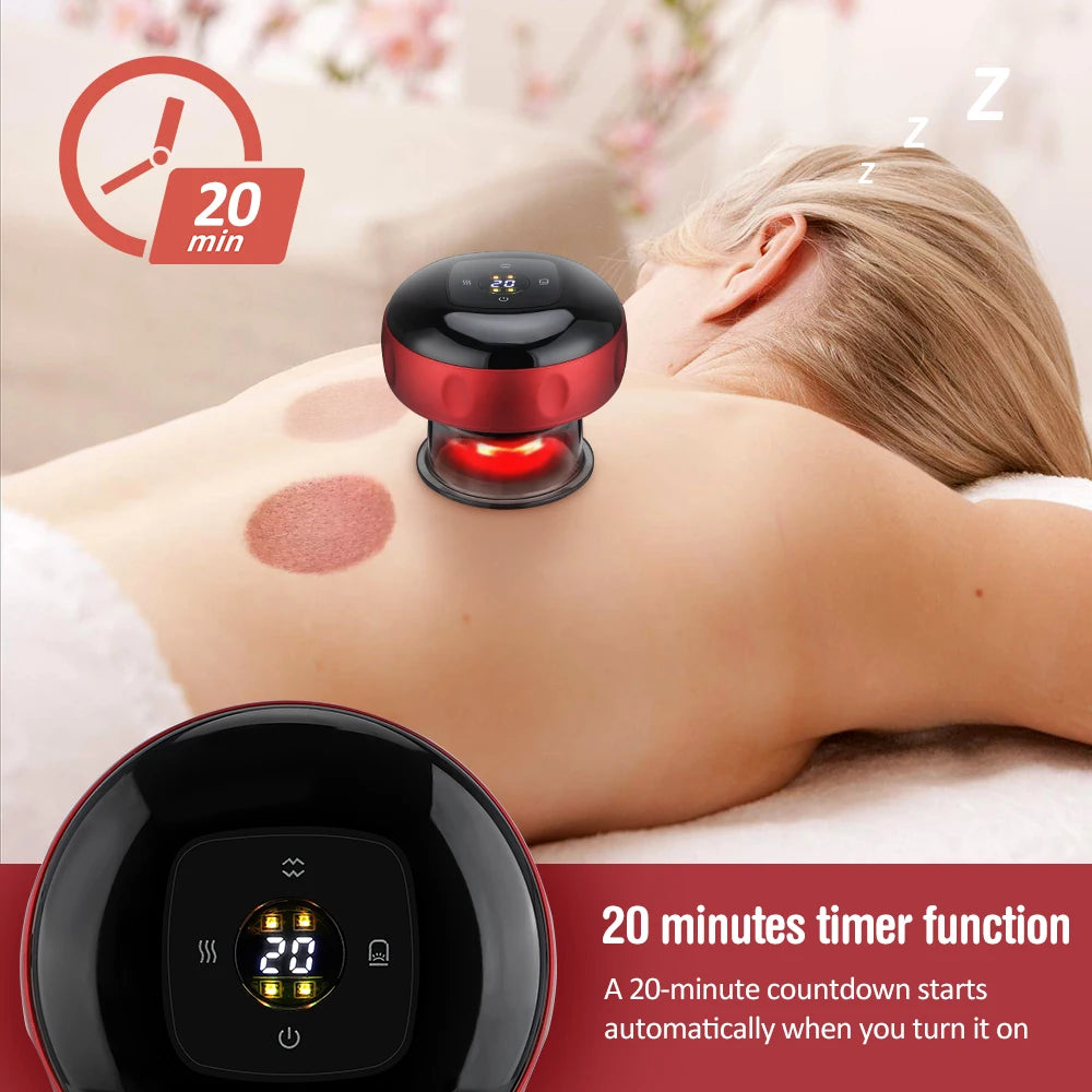 Smart Electric Cupping Device for Vacuum Therapy, Guasha Scraping & Red Light Heating - Flexivo