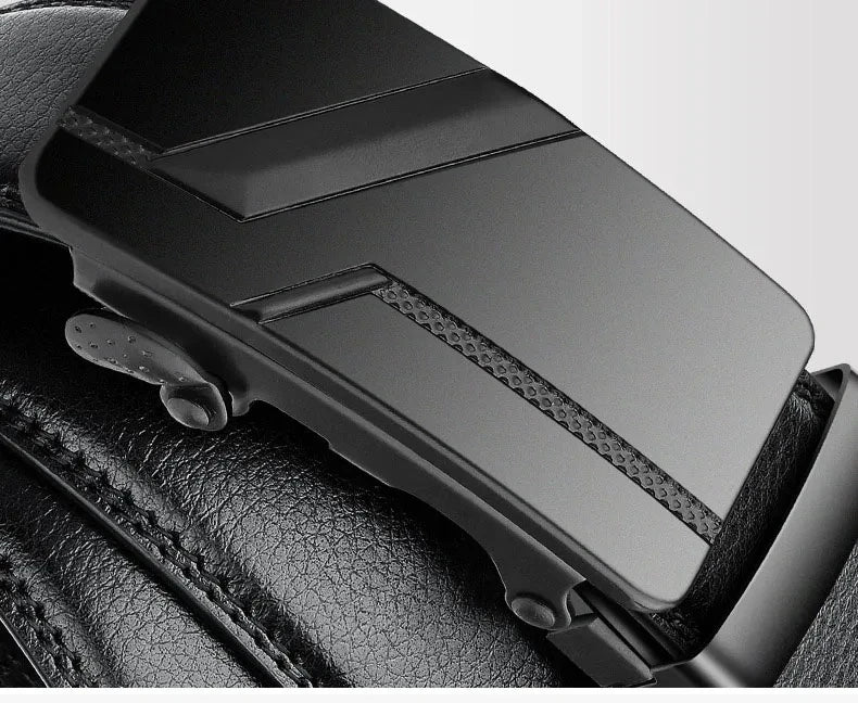 Men's Black PU Belt with Automatic Buckle