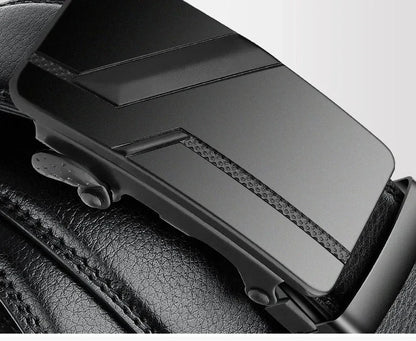 Men's Black PU Belt with Automatic Buckle