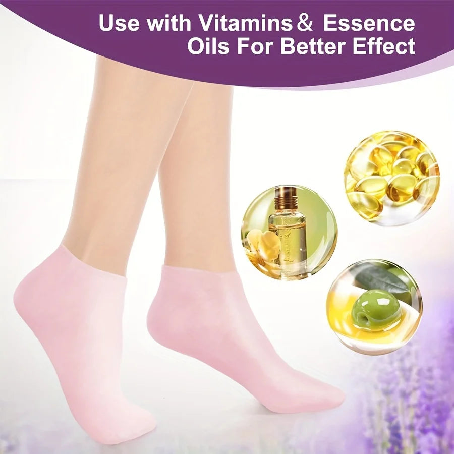 Silicone Gel Moisturizing Foot Socks - Dry & Cracked Heel Repair, Pedicure Care (1 Pair)