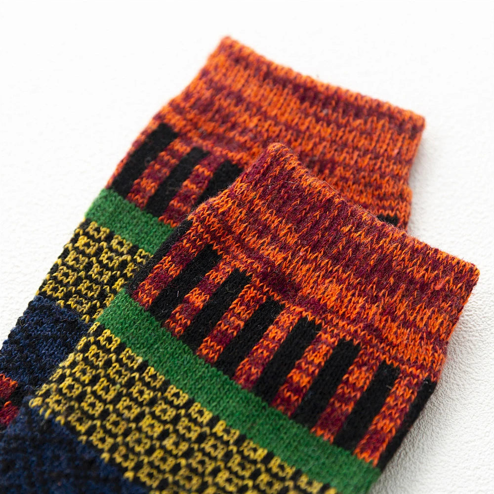 Men's Patterned Winter Crew Socks, 5 Pairs