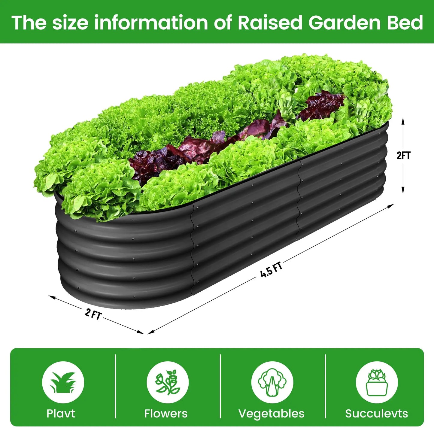 2-Pack Oval Galvanized Steel Raised Garden Bed – Anti-Rust Metal Planter Box for Vegetables, Herbs & Flowers - Flexivo