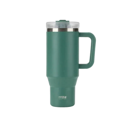 TYESO Vacuum Insulated Travel Mug with Handle & Straw - 900ml & 1200ml