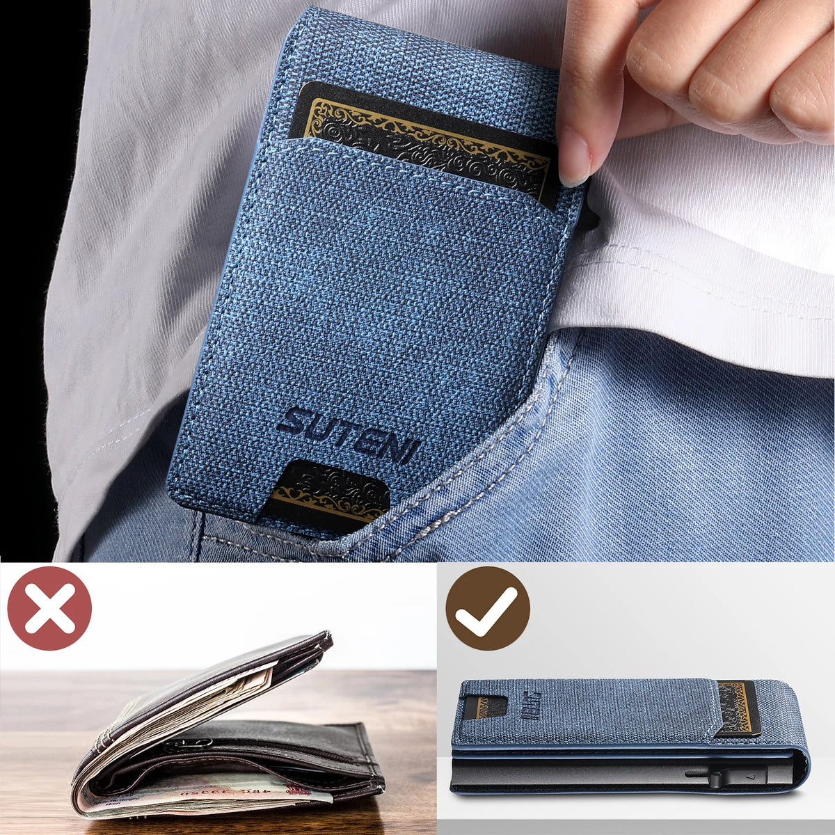 Faux Leather Card Holder Wallet – Holds Up to 12 Cards