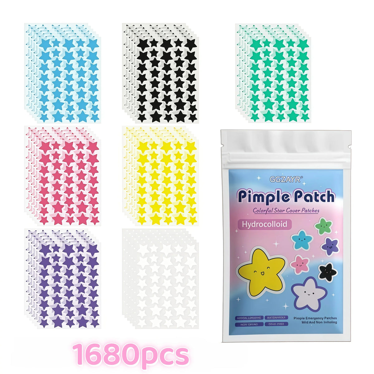 Seven-Color Star Hydrocolloid Pimple Patches