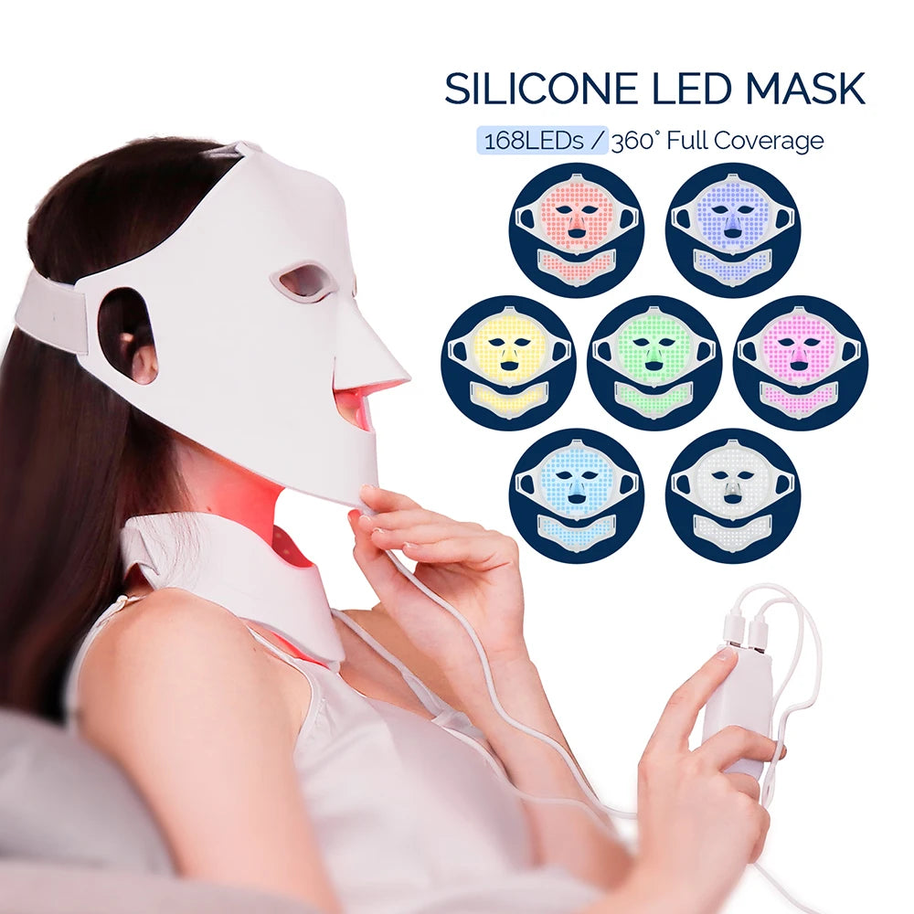 7-Color LED Light Therapy Face Mask - Silicone Skin Care Beauty Device for Home Use