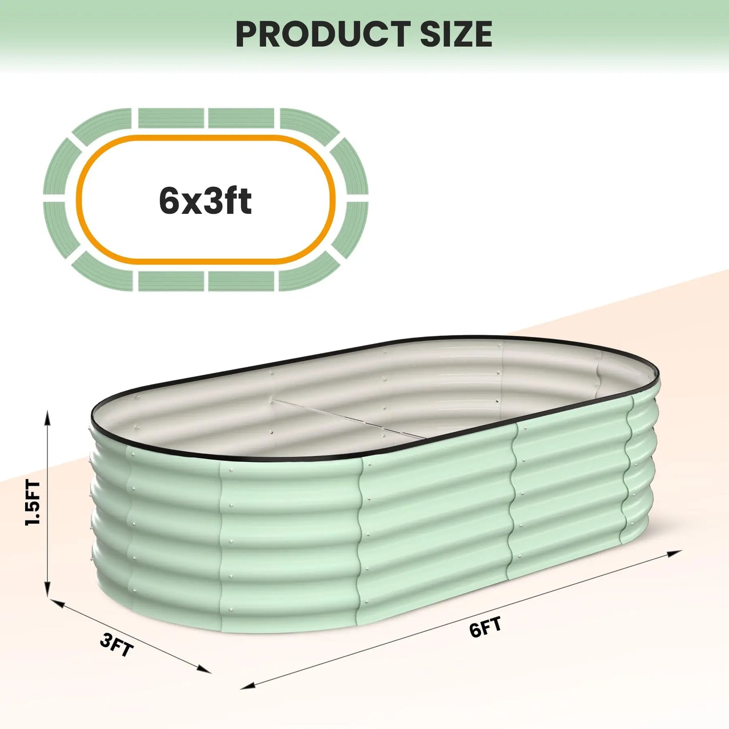2-Pack Oval Galvanized Steel Raised Garden Bed – Anti-Rust Metal Planter Box for Vegetables, Herbs & Flowers - Flexivo