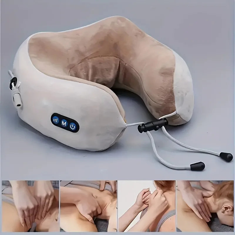Rechargeable U-Shaped Neck Massage Pillow - Travel, Car, Office & Home Use