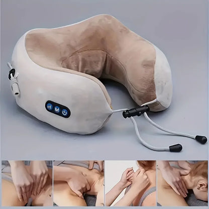Rechargeable U-Shaped Neck Massage Pillow - Travel, Car, Office & Home Use