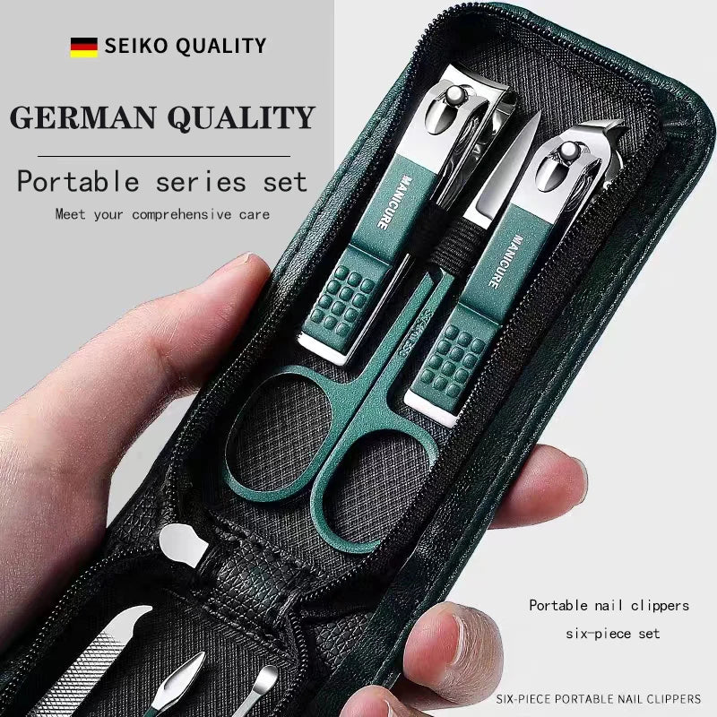 Stainless Steel Nail Clipper Set - 6-Piece Manicure & Pedicure Kit