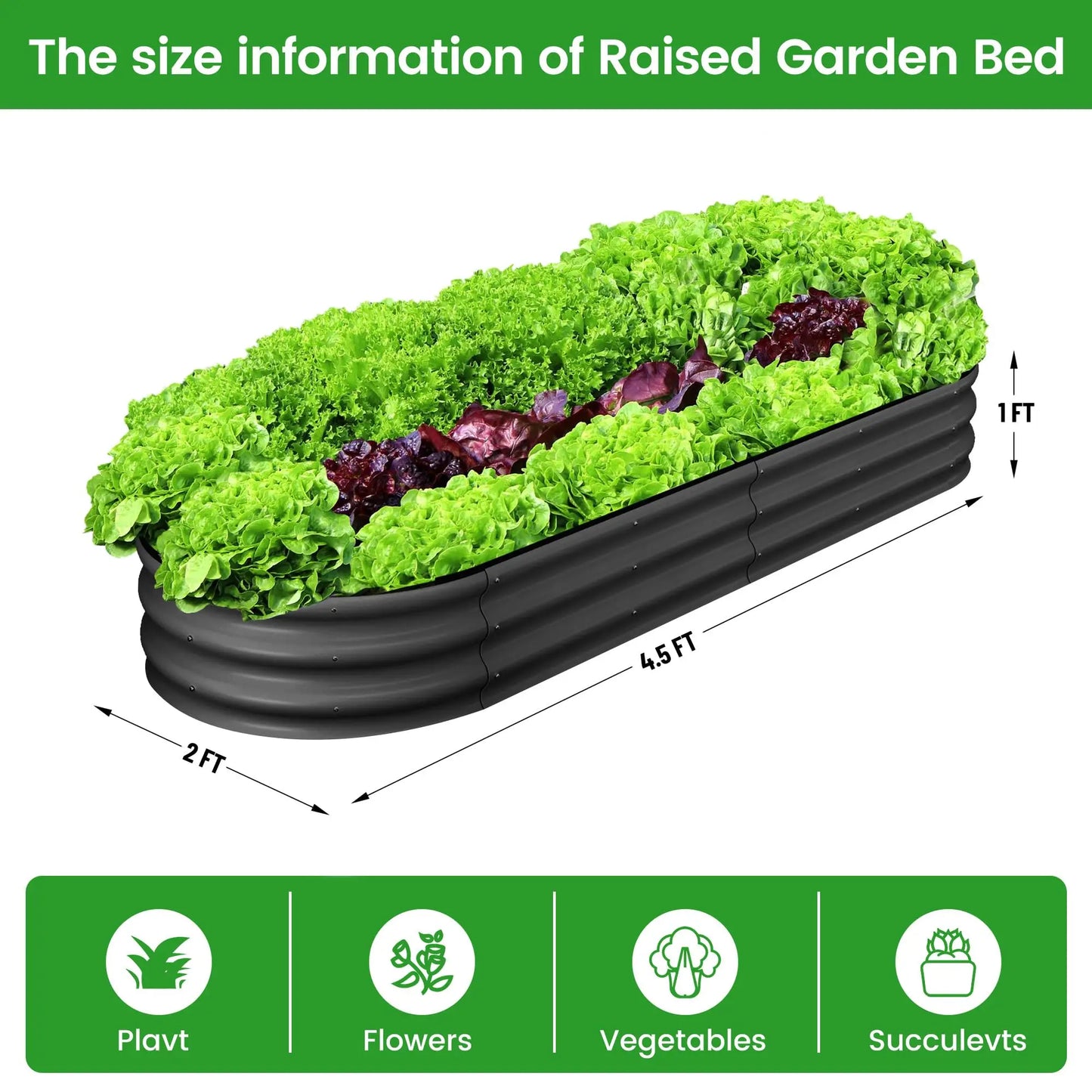 2-Pack Oval Galvanized Steel Raised Garden Bed – Anti-Rust Metal Planter Box for Vegetables, Herbs & Flowers - Flexivo