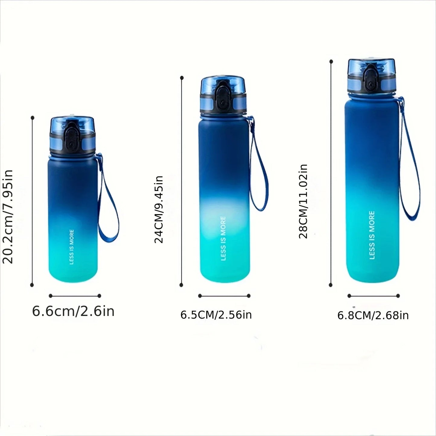 Gradient Color Sports Water Bottle – Matte Finish, 750ml & 1000ml