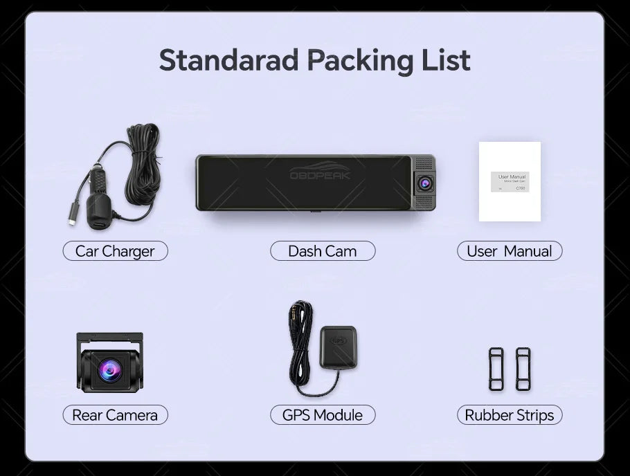 4K WiFi 3-Channel Dash Cam - 11.26" Rearview Mirror with Front, Rear & Interior Cameras