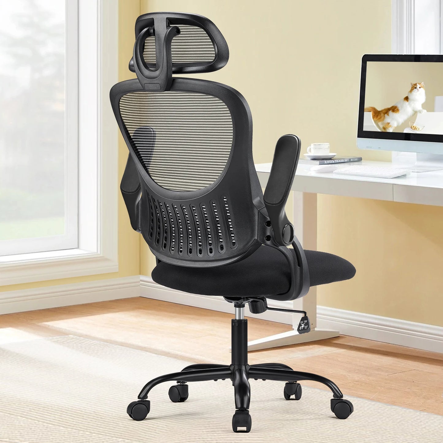 Ergonomic Mesh Office Chair with Flip-Up Arms & Adjustable Headrest