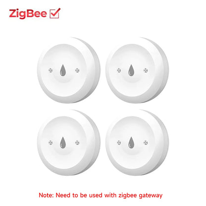 Smart Water Leak Sensor — Zigbee, App Alerts, 1–8 Pack