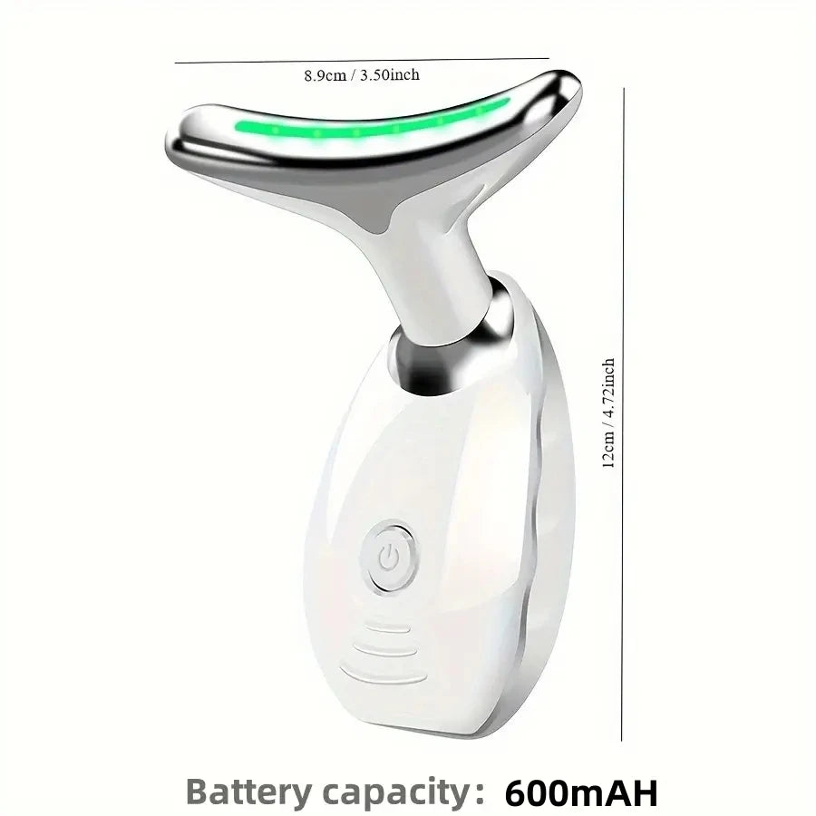 7LED Color Vibrating Neck Device Beauty Gift, neck and face skin massager, 1 piece set portable USB charging, electric Facial ma