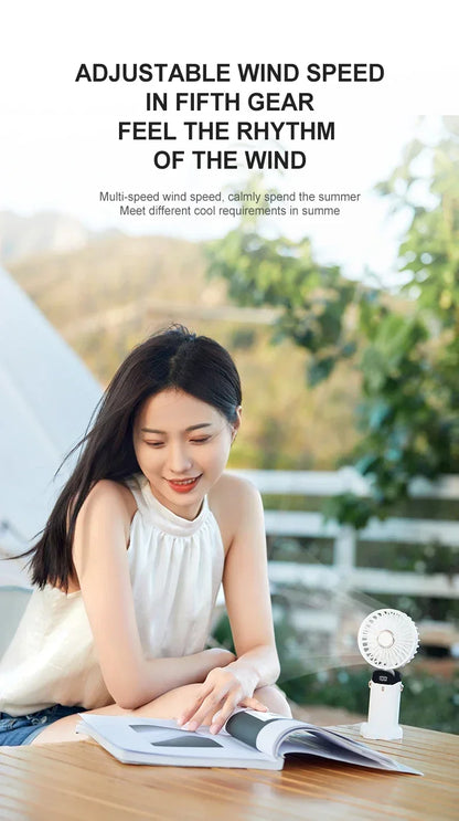 5-Speed Rechargeable Folding Handheld Fan