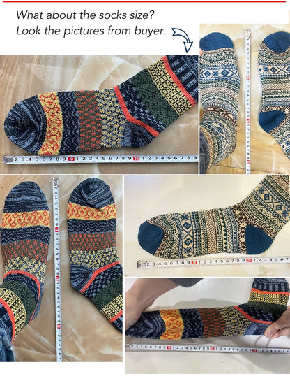 Men's Patterned Winter Crew Socks, 5 Pairs