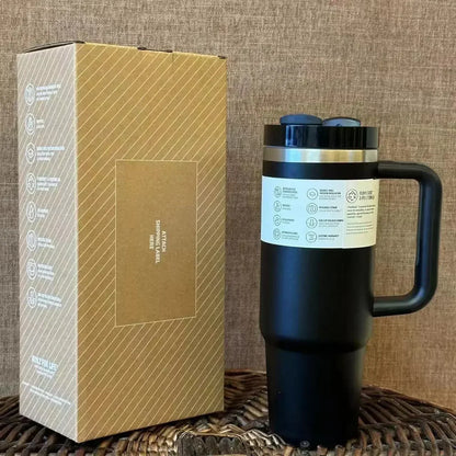 40oz Stainless Steel Insulated Travel Mug with Handle & Straw Lid