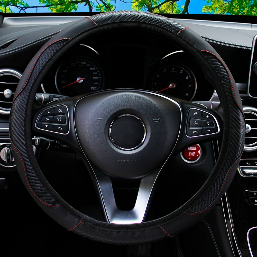 PU Steering Wheel Cover for 14.5–15 in Wheels