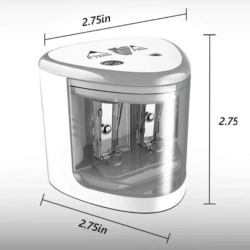 Dual-Hole Electric Pencil Sharpener — Auto, Fast & Quiet