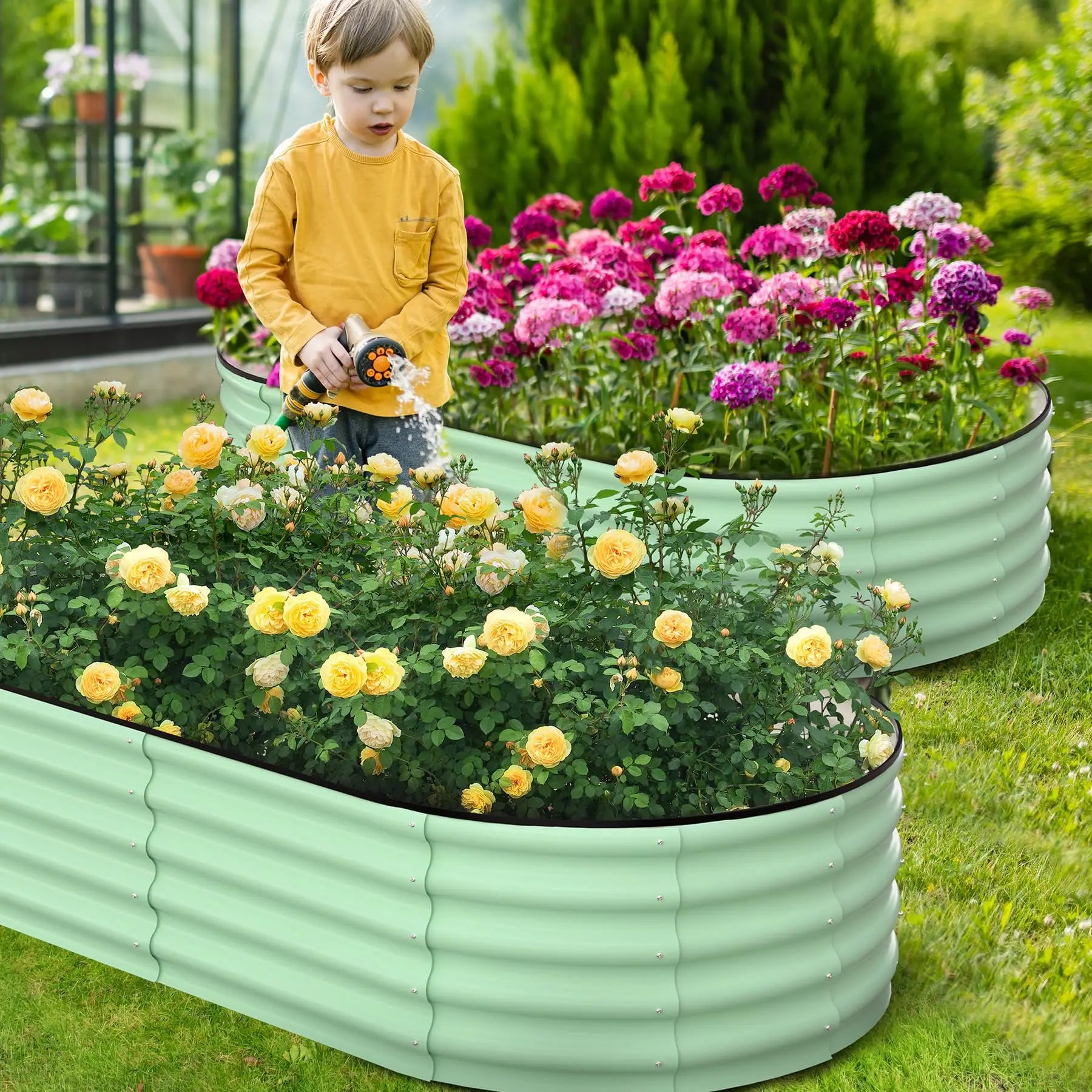 2-Pack Oval Galvanized Steel Raised Garden Bed – Anti-Rust Metal Planter Box for Vegetables, Herbs & Flowers - Flexivo