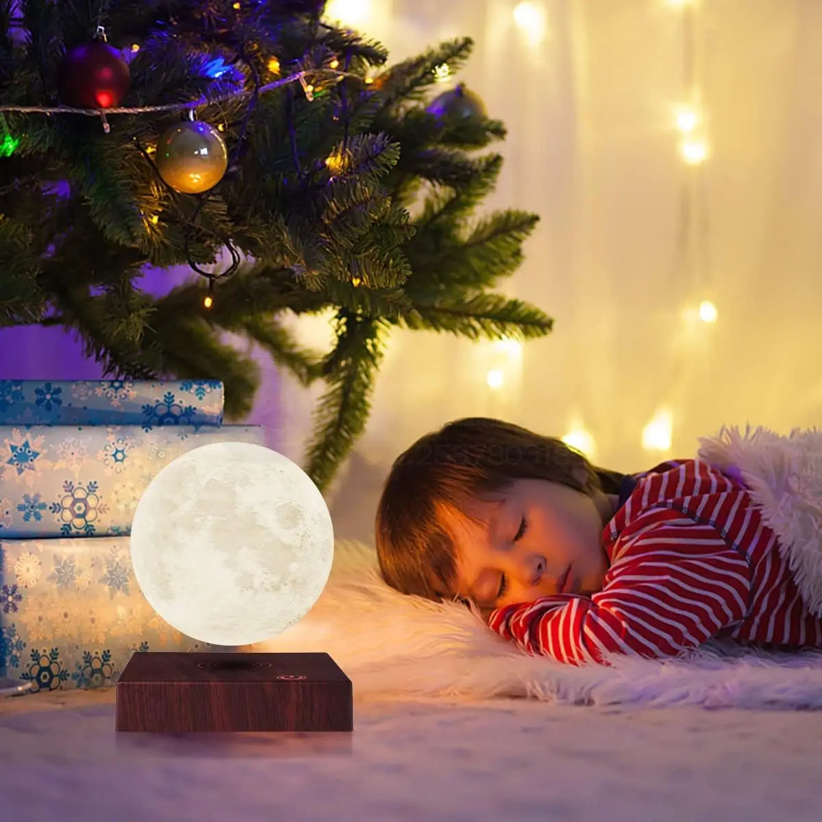 Magnetic Levitating Moon Lamp with Wooden Base