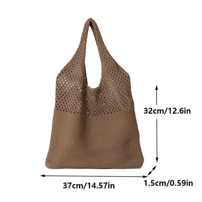 Crochet Tote Bag - Handwoven Hollow Knit Handbag for Women