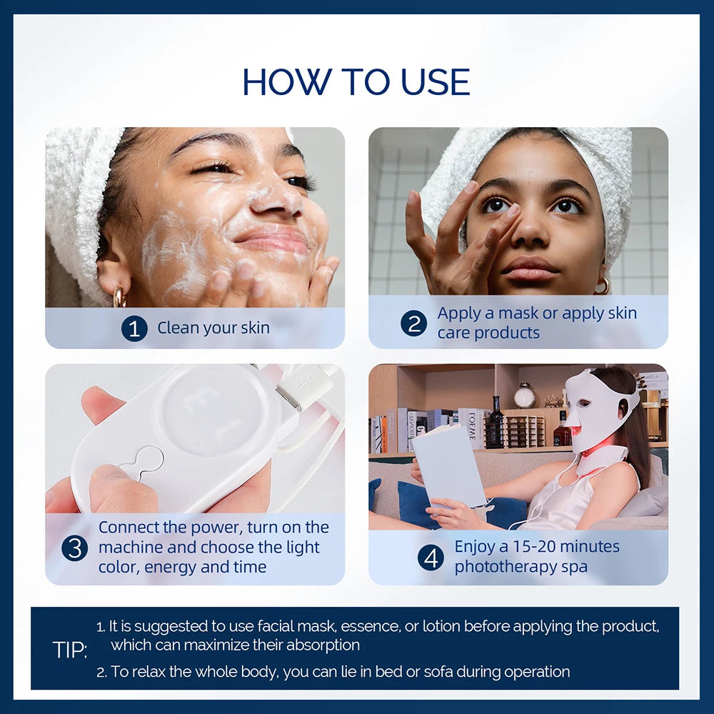 7-Color LED Light Therapy Face Mask - Silicone Skin Care Beauty Device for Home Use