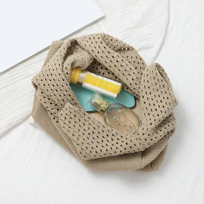 Crochet Tote Bag - Handwoven Hollow Knit Handbag for Women