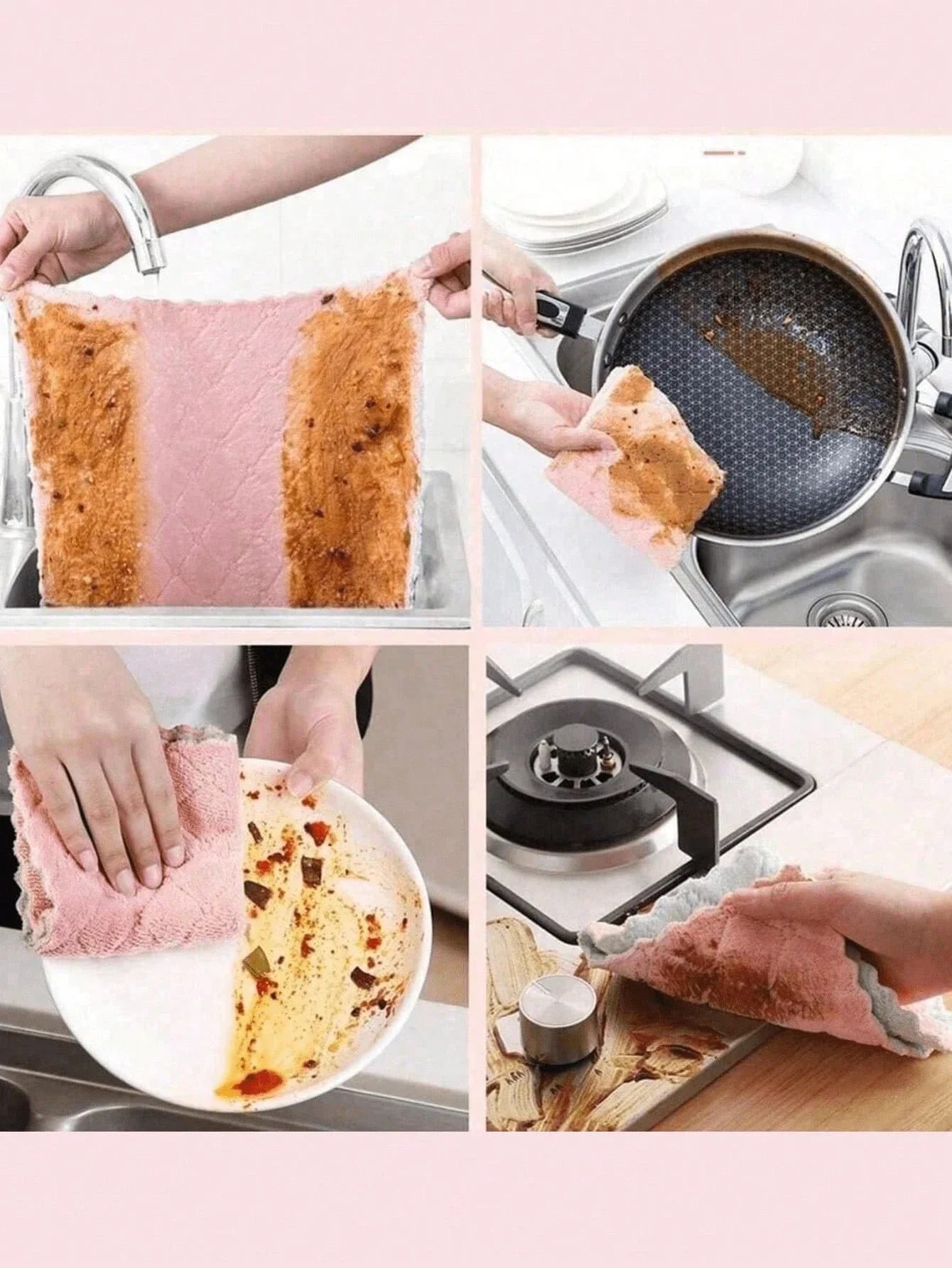 10-Piece Microfiber Kitchen Dish Towels - Super Absorbent Coral Velvet Non-Stick Oil Cleaning Cloths