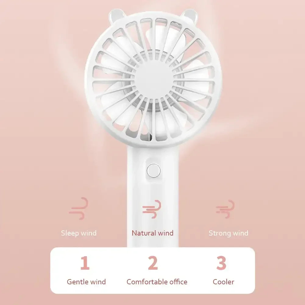 Portable USB Rechargeable Handheld Mini Fan – Quiet Cooling, 300mAh