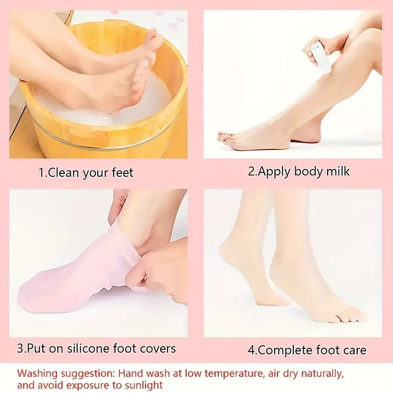 Silicone Gel Moisturizing Foot Socks - Dry & Cracked Heel Repair, Pedicure Care (1 Pair)