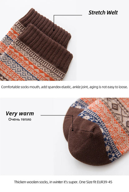 Men's Patterned Winter Crew Socks, 5 Pairs