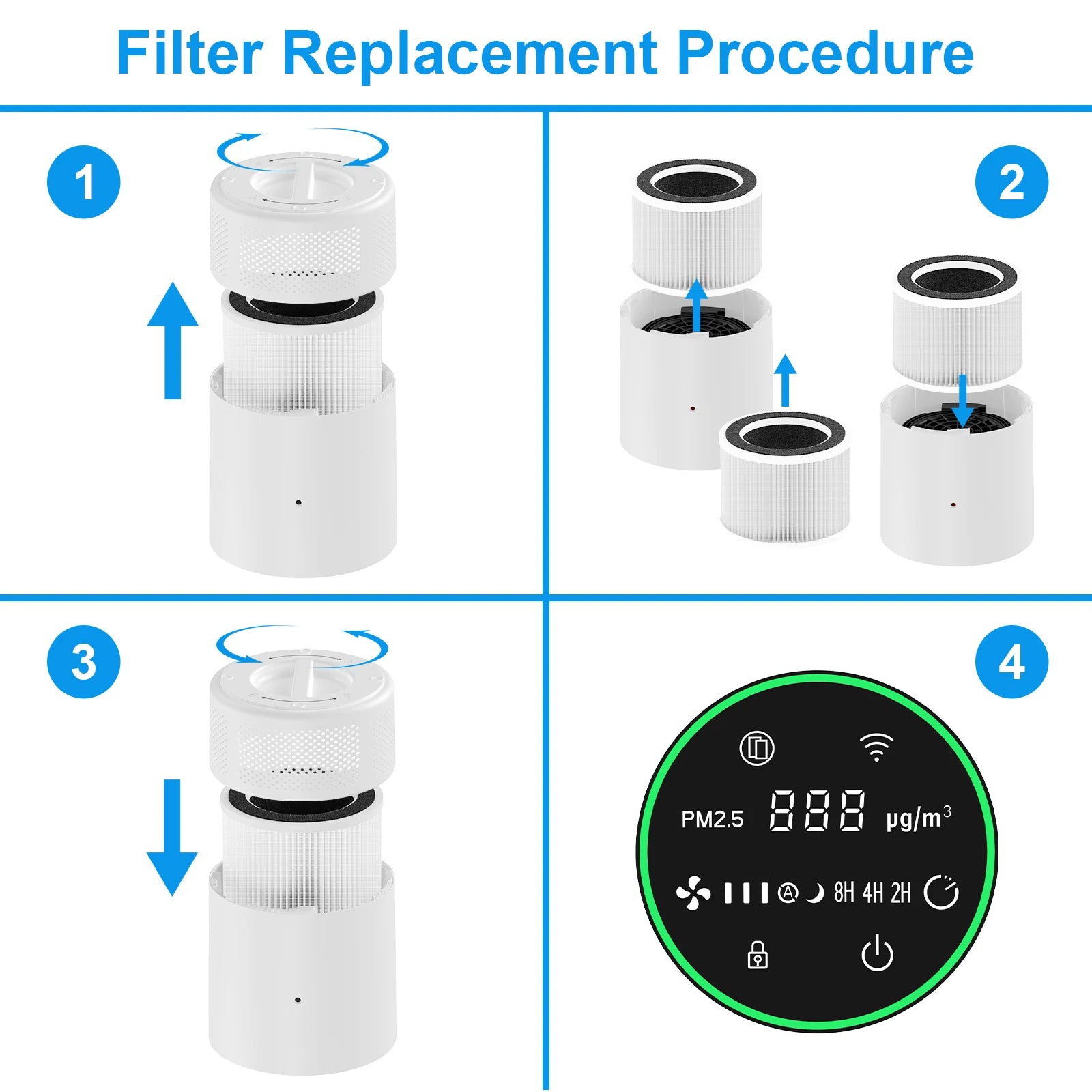 H13 HEPA Replacement Filter – 3-in-1 for PJ01 & PJ08 Air Purifiers - Flexivo
