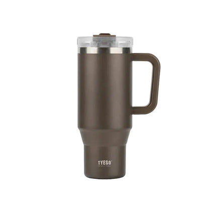 TYESO Vacuum Insulated Travel Mug with Handle & Straw - 900ml & 1200ml