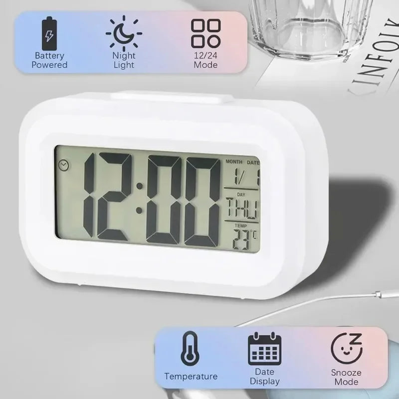 LED Digital Alarm Clock with Temperature & Date Display