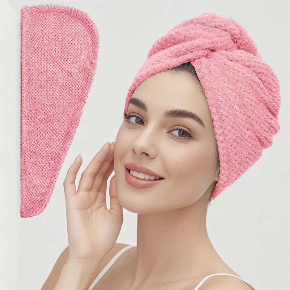 Textured Hair Towel Wrap with Button Fastening