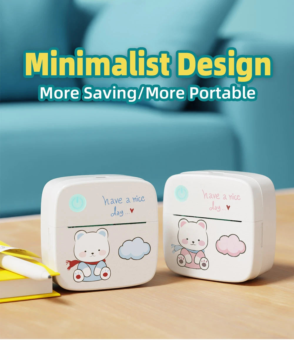 Mini Bluetooth Label Printer – 57mm Thermal, 1200mAh, No Ink Needed