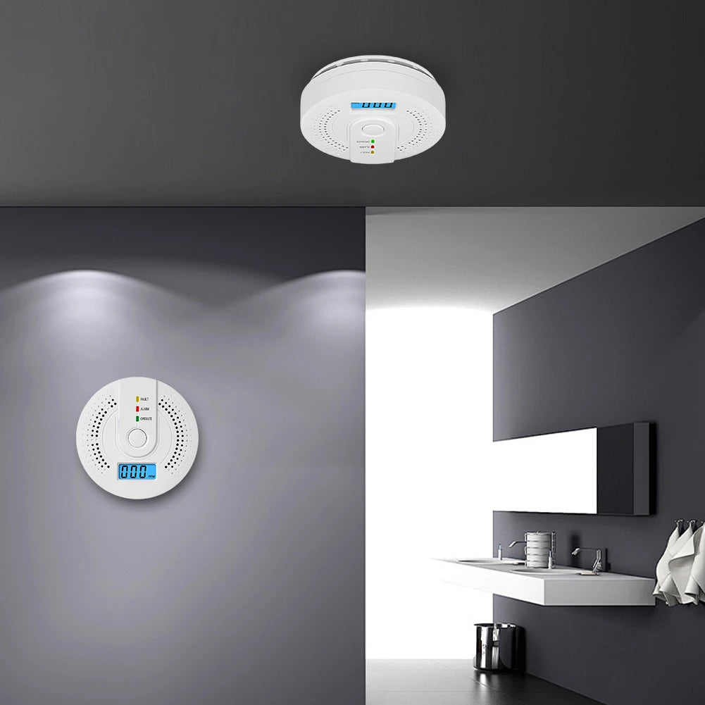 Digital Carbon Monoxide Detector with LED Display & Sound Alarm - Battery Powered CO Monitor