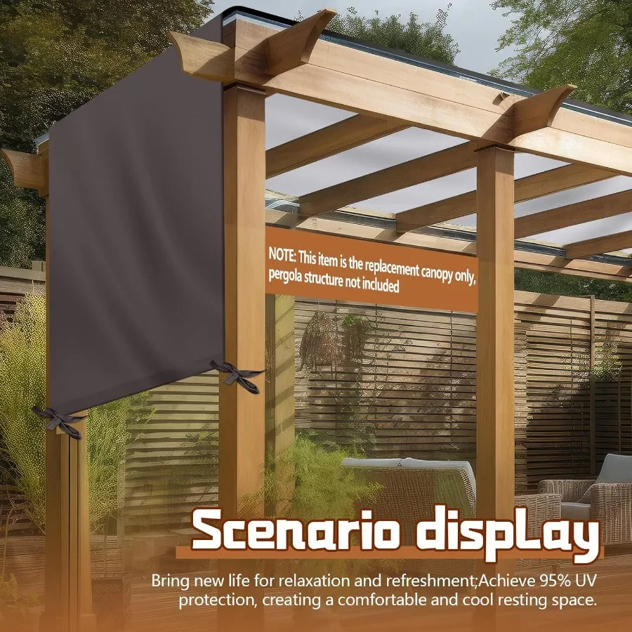 Pergola Replacement Canopy — Waterproof Oxford Shade Cover, 16x8 Ft