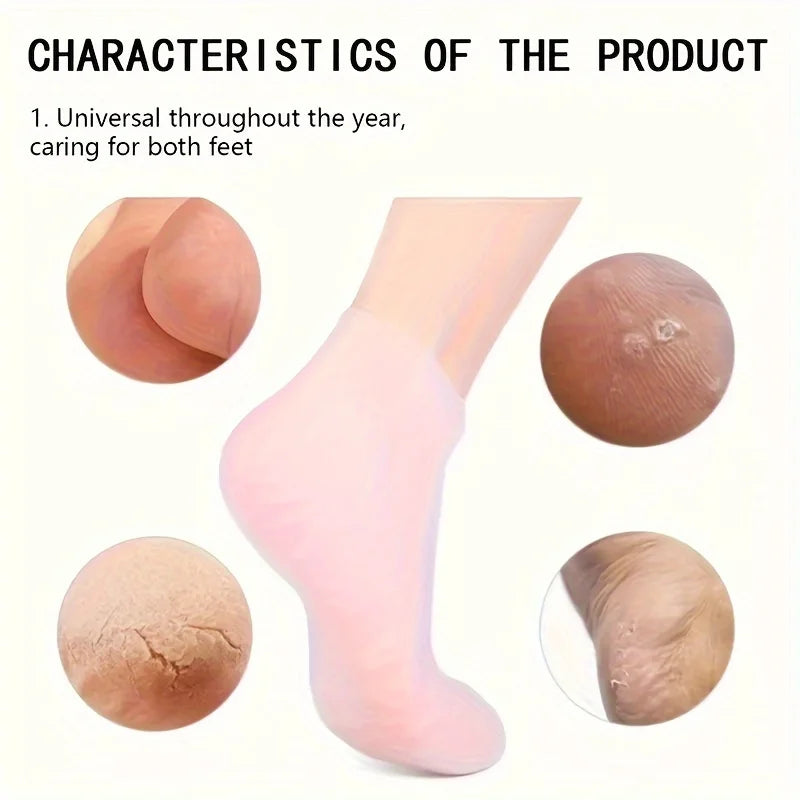 Silicone Gel Moisturizing Foot Socks - Dry & Cracked Heel Repair, Pedicure Care (1 Pair)